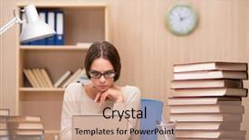  Presentation with university - Beautiful slide deck featuring much education - young student preparing for university backdrop and a coral colored foreground