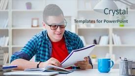 Presentation with teenager development - Colorful PPT layouts enhanced with much education - young teenager preparing for exams backdrop and a sky blue colored foreground