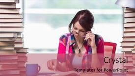  Presentation with young college student diagnosis of sti - Slide set enhanced with much education - young woman student preparing background and a coral colored foreground