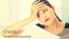  Presentation with overworked - PPT theme enhanced with much work - overworked businesswoman background and a cream colored foreground