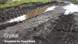  Presentation with tracks - PPT theme featuring mud dirty road with deep background and a dark gray colored foreground