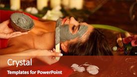  Presentation with therapeutic - Slide set enhanced with mud facial mask of woman background and a tawny brown colored foreground