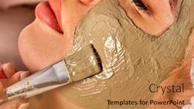  Presentation with face mask - Colorful slide deck enhanced with mud-facial-mask-of-woman backdrop and a coral colored foreground