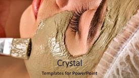  Presentation with therapeutic - Slide set enhanced with mud facial mask of woman background and a coral colored foreground
