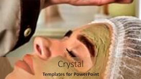  Presentation with therapeutic - Beautiful PPT layouts featuring mud facial mask of woman in spa salon massage with clay full face girl on with therapy room female lying wooden spa bed therapeutic mud is used for cosmetic masks home mask backdrop and a coral colored foreground
