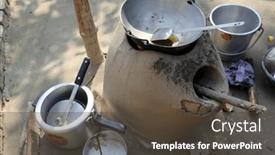  Presentation with village india - Slides enhanced with mud-kitchen-stove-in-village background and a tawny brown colored foreground
