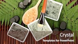  Presentation with clay - Slides enhanced with mud mask - cosmetic clay for spa treatments background and a tawny brown colored foreground