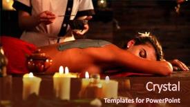  Presentation with massage therapy - PPT theme consisting of mud mask of woman background and a tawny brown colored foreground