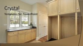  Presentation with oak - Beautiful PPT theme featuring constructioncabinetry - mud room in new construction backdrop and a coral colored foreground