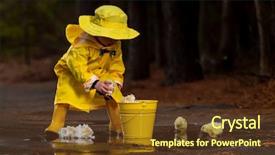  Presentation with rain water - Slide deck having mud splash - small child plays background and a tawny brown colored foreground