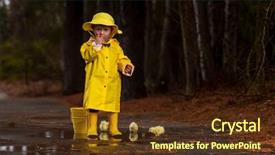  Presentation with rain water - Cool new slide deck with mud splash - small child plays backdrop and a tawny brown colored foreground