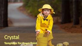  Presentation with rain water - Slide set with mud splash - small child plays background and a tawny brown colored foreground