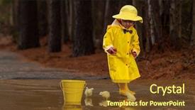  Presentation with rain water - Cool new PPT theme with mud splash - small child plays backdrop and a tawny brown colored foreground