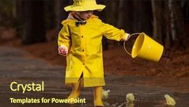  Presentation with rain water - Presentation theme consisting of mud splash - small child plays background and a tawny brown colored foreground