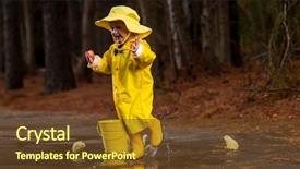  Presentation with rain water - Beautiful slide set featuring mud splash - small child plays backdrop and a tawny brown colored foreground