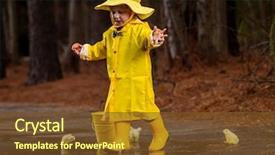  Presentation with rain water - Slide set having mud splash - small child plays background and a tawny brown colored foreground