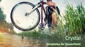  Presentation with swamp - Presentation theme featuring mud splash - young man crossing the swamp background and a tawny brown colored foreground