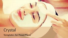  Presentation with salon - Presentation consisting of mud therapy - beauty treatment in spa salon background and a coral colored foreground