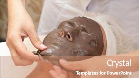  Presentation with wearing a surgical face mask - Audience pleasing slides consisting of mud therapy - closeup of chocolate mask backdrop and a  colored foreground