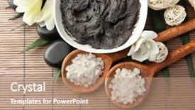  Presentation with clay - Amazing PPT theme having mud therapy - composition with cosmetic clay backdrop and a coral colored foreground