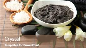  Presentation with clay - Slide set with mud therapy - composition with cosmetic clay background and a coral colored foreground