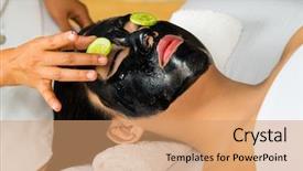  Presentation with spa - Slide deck featuring mud therapy - young asian woman background and a coral colored foreground