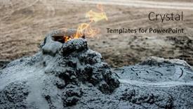  Presentation with volcanoes - PPT layouts consisting of mud-volcanoes-valley-at-sunset background and a coral colored foreground