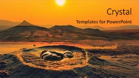  Presentation with volcanoes - Beautiful presentation theme featuring muddy - erupting mud volcanoes in buzau backdrop and a gold colored foreground