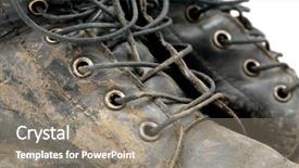 Presentation with boot camp boots - PPT layouts having muddy boots detail background and a gray colored foreground