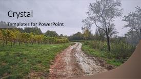  Presentation with school crossing safety - Cool new theme with muddy dirtroad crossing the countryside backdrop and a light blue colored foreground
