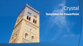  Presentation with tower - Presentation theme with mudejar-tower-of-san-martin background and a teal colored foreground