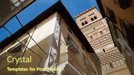  Presentation with tower - Presentation theme consisting of mudejar-tower-of-san-salvador background and a tawny brown colored foreground