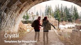  Presentation with young happy couple - PPT theme featuring mud run - happy young couple holding hands background and a  colored foreground