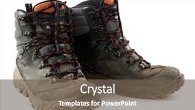  Presentation with pair - Audience pleasing presentation theme consisting of mud run - isolated pair of dirty boots backdrop and a violet colored foreground