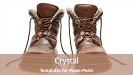  Presentation with brown - Theme enhanced with mud run - old brown boots isolated background and a  colored foreground