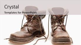  Presentation with brown - Cool new presentation theme with mud run - old brown boots isolated backdrop and a  colored foreground