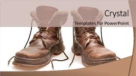  Presentation with brown - Amazing PPT theme having mud run - old brown boots isolated backdrop and a  colored foreground