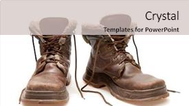  Presentation with english literature old book - Beautiful PPT theme featuring mud run - old brown boots isolated backdrop and a soft green colored foreground