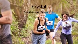  Presentation with sports event - Presentation featuring challenging sports - three competitors running background and a coral colored foreground