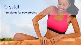  Presentation with race - Slide deck having competing in a mud run background and a sky blue colored foreground