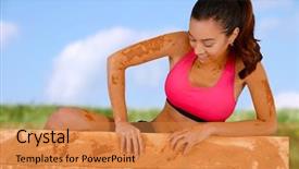  Presentation with obstacle course - Audience pleasing presentation design consisting of competing in a mud run backdrop and a gold colored foreground