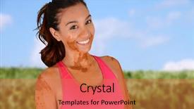  Presentation with crime woman on the run - Theme having competing in a mud run background and a coral colored foreground