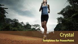  Presentation with country - Amazing slide set having mud run - young lady running on cross backdrop and a tawny brown colored foreground