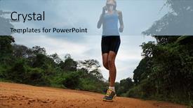  Presentation with cross - Slide set consisting of young lady running on cross background and a light blue colored foreground