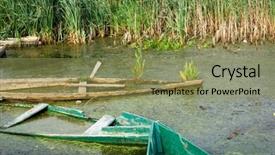  Presentation with old fishing boat - Amazing theme having mudrush - desolated boats at old pier backdrop and a  colored foreground
