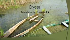  Presentation with old fishing boat - Theme featuring mudrush - desolated boats at old pier background and a  colored foreground