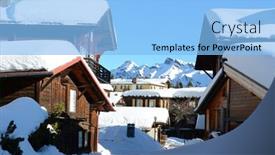 Presentation with skiing - Cool new slides with muerren-famous-swiss-skiing-resort backdrop and a light blue colored foreground
