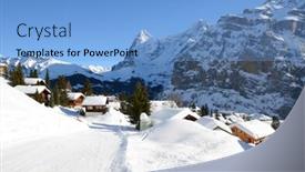  Presentation with skiing - Presentation featuring muerren-famous-swiss-skiing-resort background and a light blue colored foreground