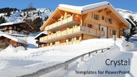  Presentation with skiing - Audience pleasing presentation theme consisting of muerren famous swiss skiing resort backdrop and a light blue colored foreground