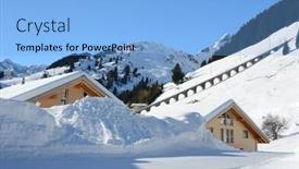  Presentation with skiing - PPT theme featuring muerren-famous-swiss-skiing-resort background and a light blue colored foreground